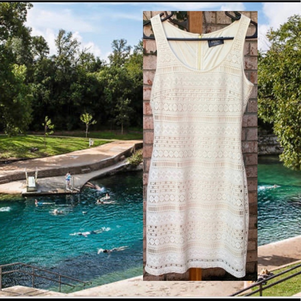 Guess Off White Lace Midi Dress